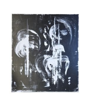 Œuvre abstraite en noir et blanc évoquant la dualité et la transformation intérieure – ArThuy Luxembourg.