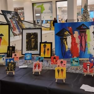 Stand d’exposition ArThuy – Œuvres de Thuy Gattaux.