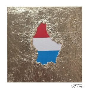Tableau doré représentant la carte du Luxembourg par Thuy Gattaux.