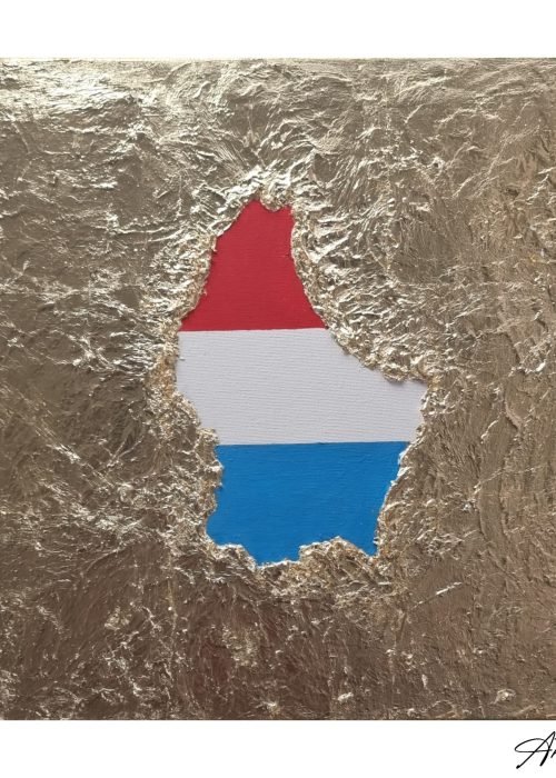 Tableau doré représentant la carte du Luxembourg par Thuy Gattaux.
